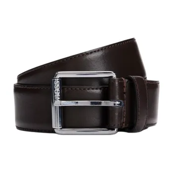 HUGO BOSS Leather Belts Men's Brown Width 3.5CM