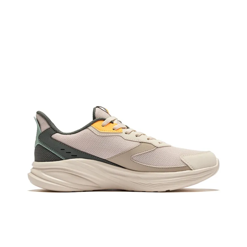 Erke Hunt Slip-Resistant Lightweight Rebound Low-Top Running Shoes Men's Egg Milk Gray Light Linen-1