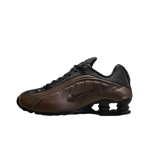 Nike Shox R4 Anti Slip Wear Resistant Low Top Running Shoes Women's Brown Black