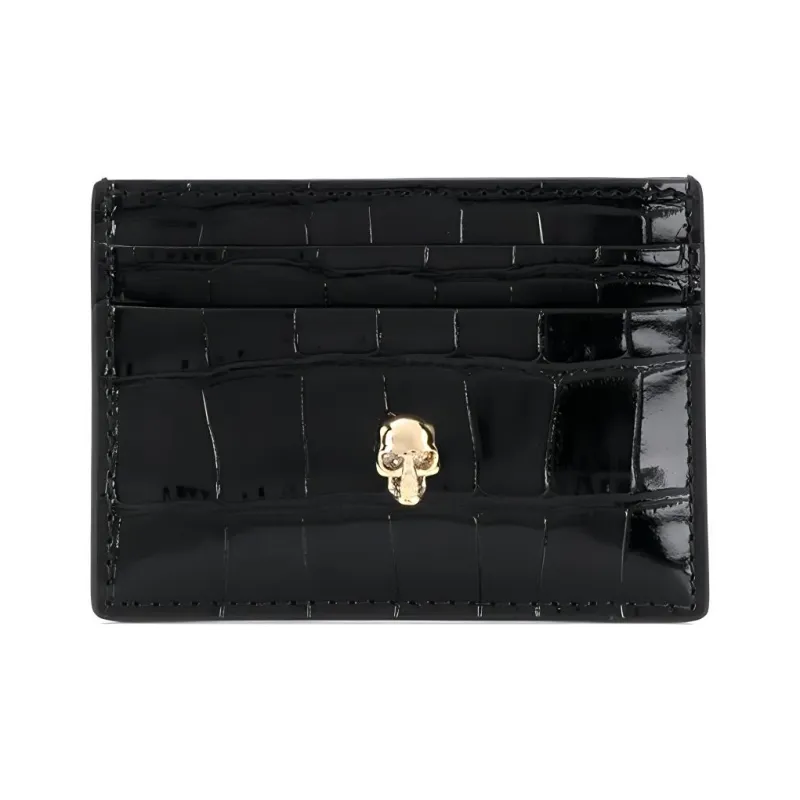 Alexander McQueen Crocodile-embossed Skull-stud Cardholder-1