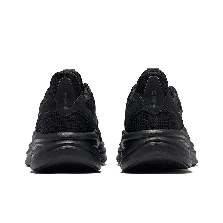 Erke Hunt Slip-Resistant Lightweight Rebound Low-Top Running Shoes Men's Jet Black-4