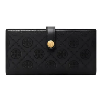 TORY BURCH Jacquard With Calfskin Trim Wallet Women's Black