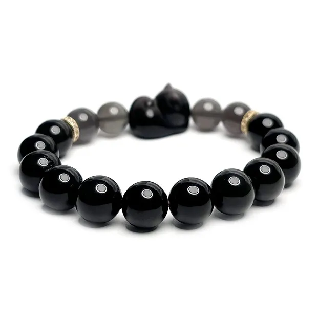MOUNTAINS AND MANS Obsidian New Chinese Style Good Luck Beaded Bracelet Women's-2