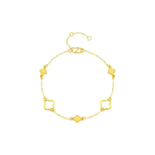 LIU GUI FU JEWELRY Four-Leaf Clover Luxury Niche Advanced Elegant Lucky Solid Gold Priced In Gram Gold Bracelet Women's