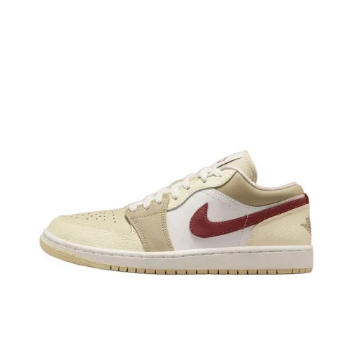 Jordan Air Jordan 1 Anti Slip Wear Resistant Low Top Vintage Basketball Shoes Unisex Ecru