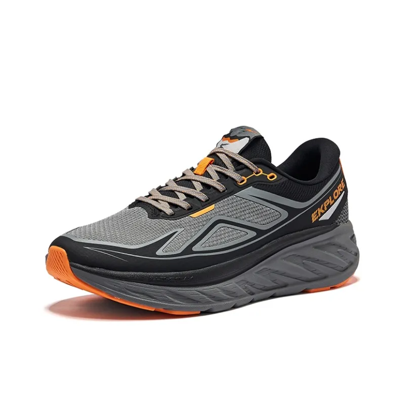 Erke Lightweight Rebound Low Top QiTian Technology Running Shoes Men's Carbon Gray With Solid Black-2
