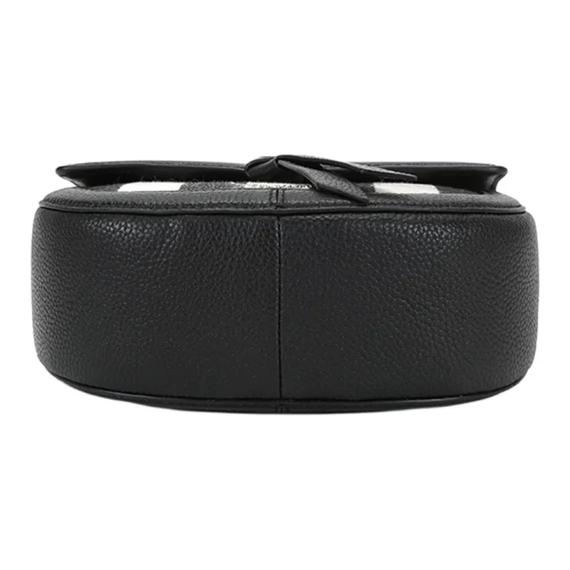 Kate Spade Fabric, Cow Leather Saddle Bag, Crossbody Bag, Shoulder Bag Medium Size Women's Black Ecru-4