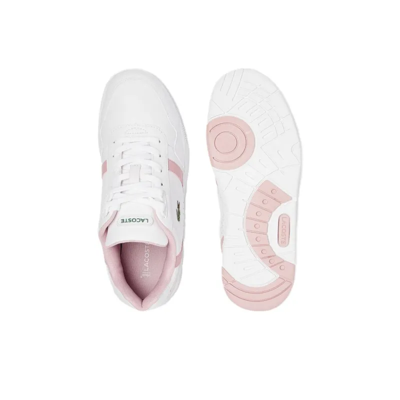LACOSTE T-clip Wear-Resistant Low-Top Skateboard Shoes Women's White Pink-3