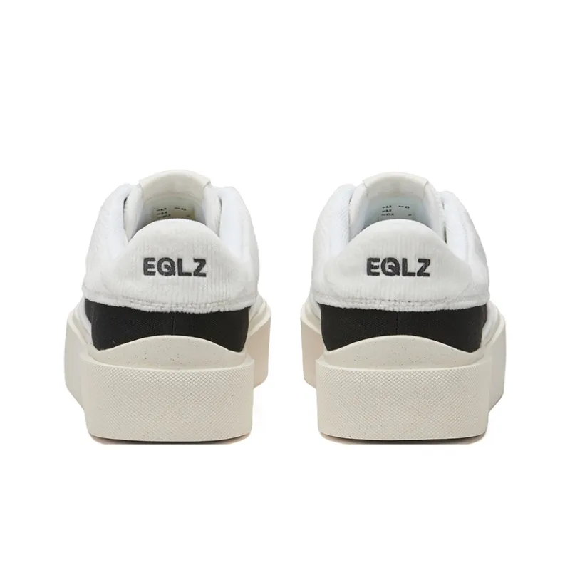 EQLZ EQUALIZER Fault Anti-Slip Wear-Resistant Low-Top Skateboard Shoes Unisex Corduroy White-4