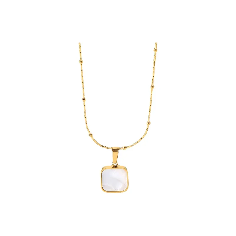 KING OF BLING Titanium Steel, Mother Of Pearl Necklaces Unisex-0
