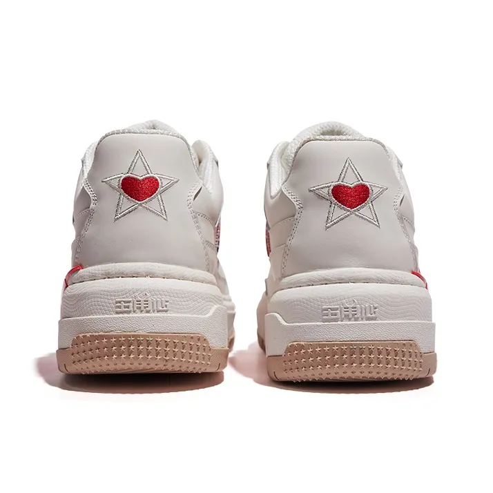PENTAGONAL HEART Stepping Star Dream Series Skateboard Shoes Unisex Low Top White Red-3