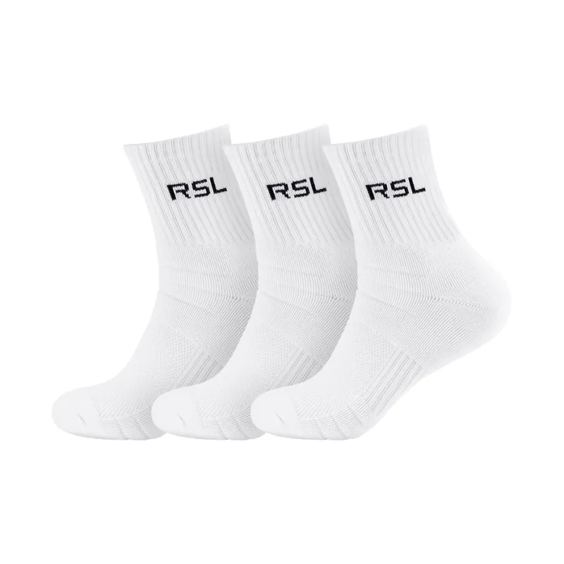 RSL Mid Calf Socks Unisex 3 Pack/6 Pack Knee High Socks White-2