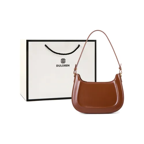 DULOREN Cow Leather Saddle Bag, Shoulder Bag Medium Size Women's Coffee/Burgundy/Black