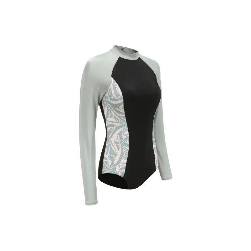 DECATHLON One piece Swimsuit Women's Black/Turquoise/Khaki Gray Green-2