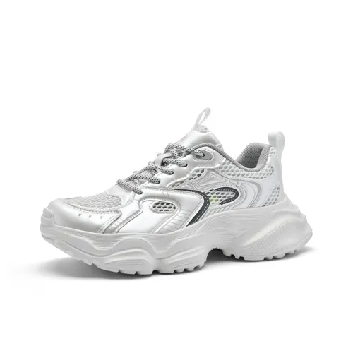 BASIC HOUSE Baijia Good Future Xingji Collection Small Swirl Breathable Low-Top Chunky Sneakers Unisex White
