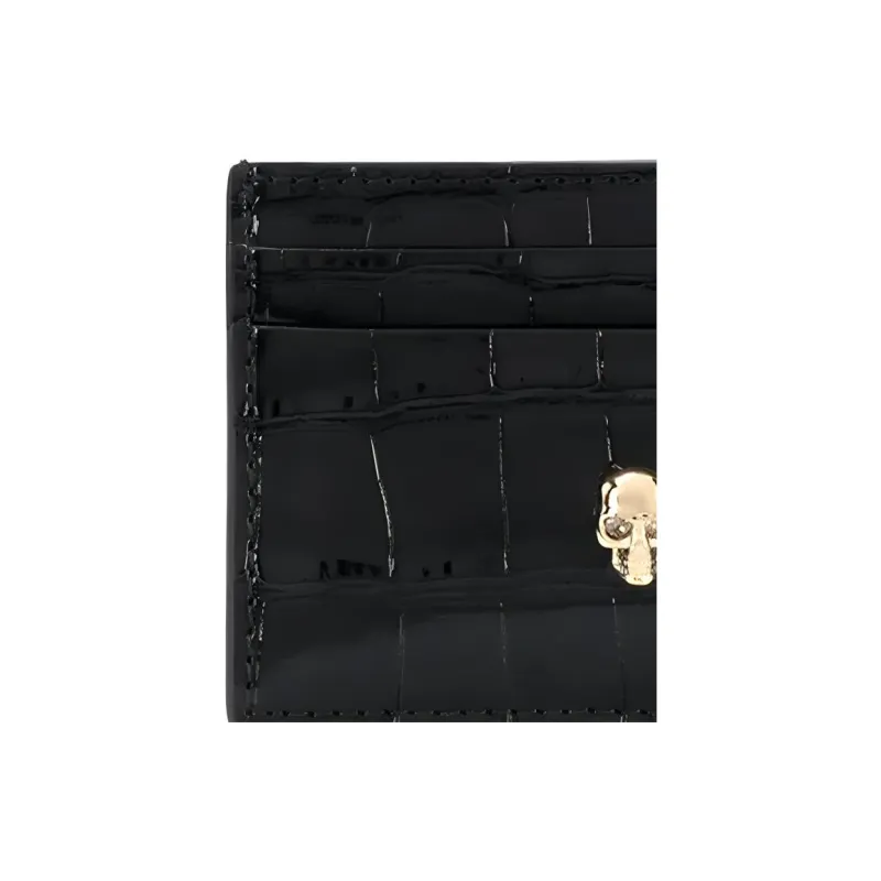 Alexander McQueen Crocodile-embossed Skull-stud Cardholder-2