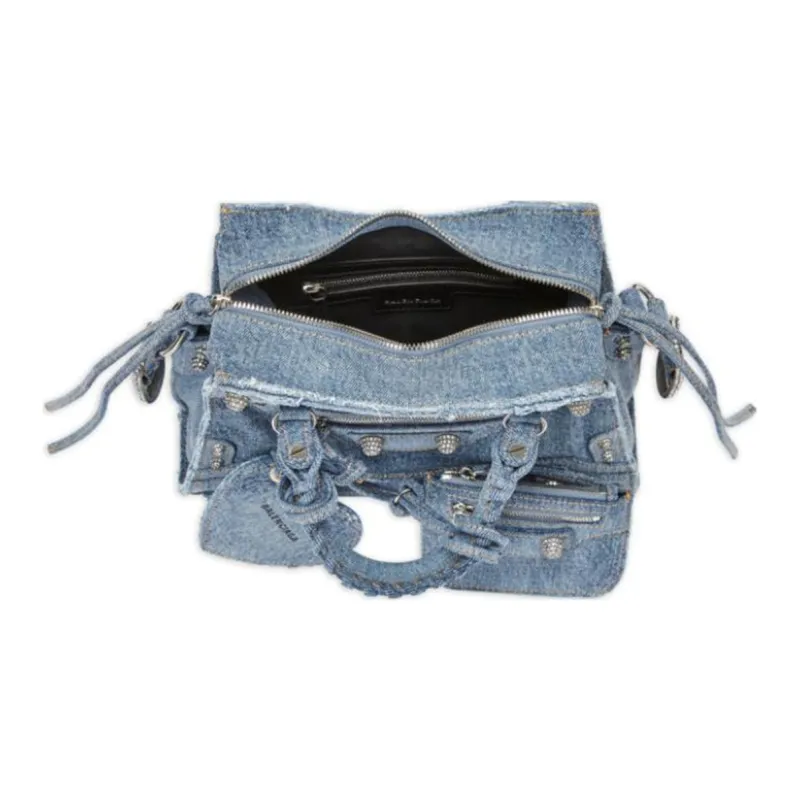 Balenciaga Neo Cagole Fabric Shoulder Bag Crossbody Bag Extra Small Women's Denim Blue-3