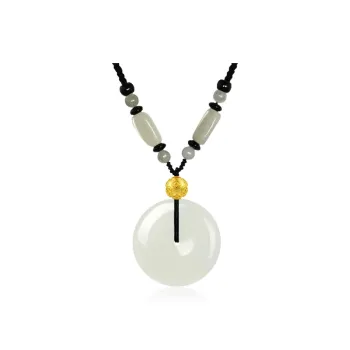 HAPPY ELF Hetian Jade Necklaces Pale Greenish White Jade Unisex