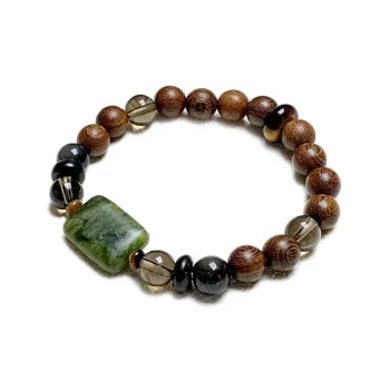 JIAFULAI Golden Sandalwood Wooden Bracelets Unisex