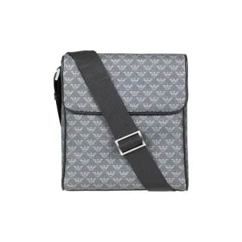 EMPORIO ARMANI PVC Messenger Bag Shoulder Bag Crossbody Bag Men's Gray & Black