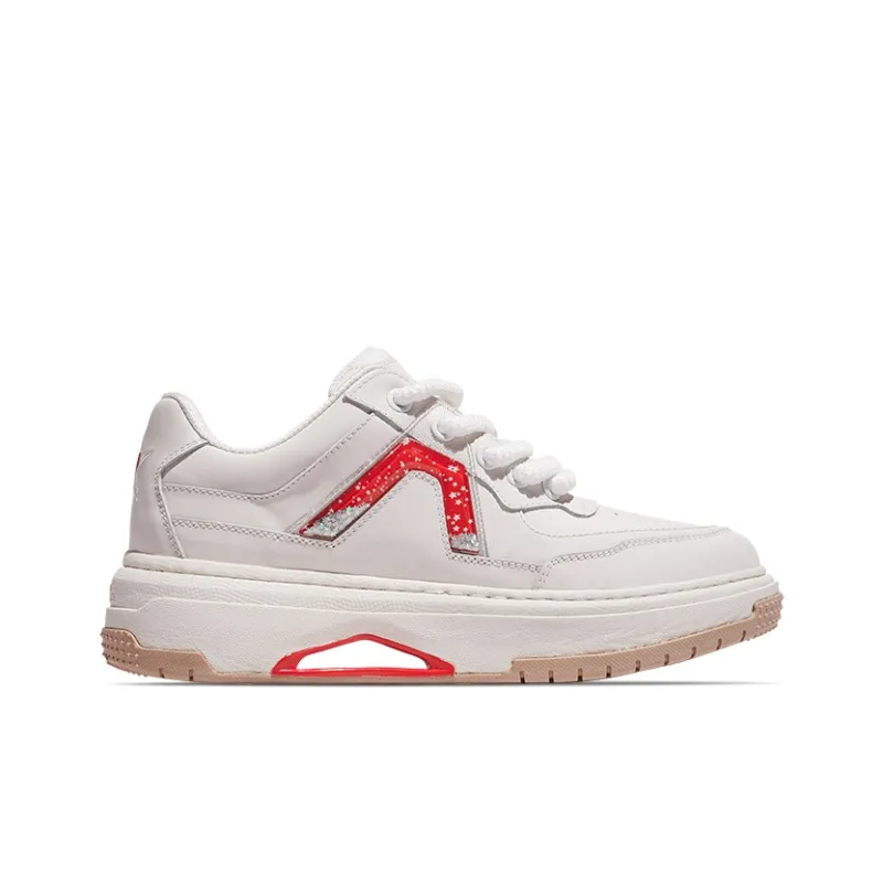 PENTAGONAL HEART Stepping Star Dream Series Skateboard Shoes Unisex Low Top White Red-1