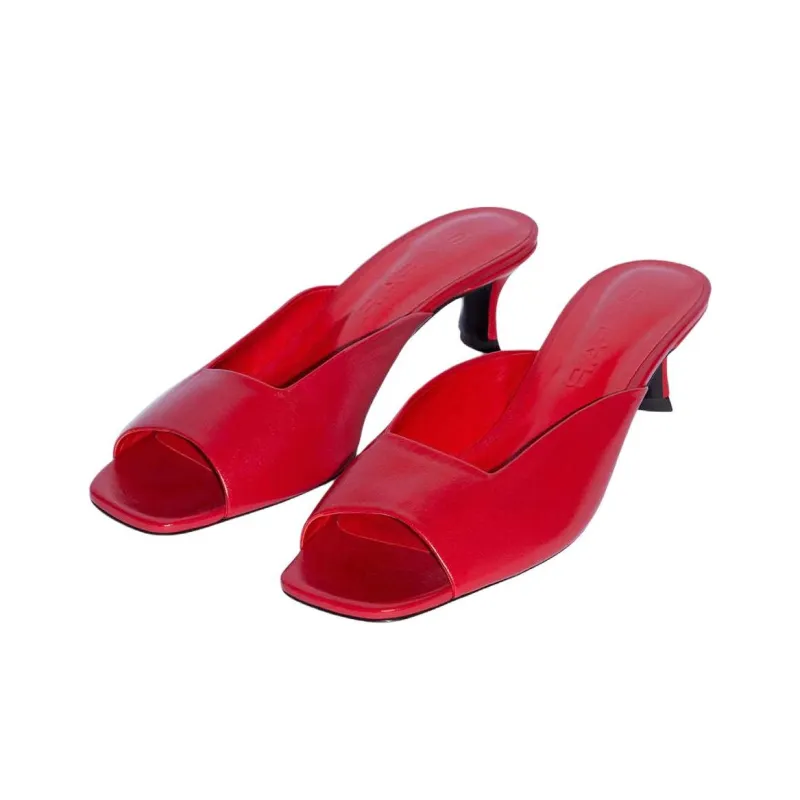 By Far 50mm Wendy Leather Creased Mules Women's-3