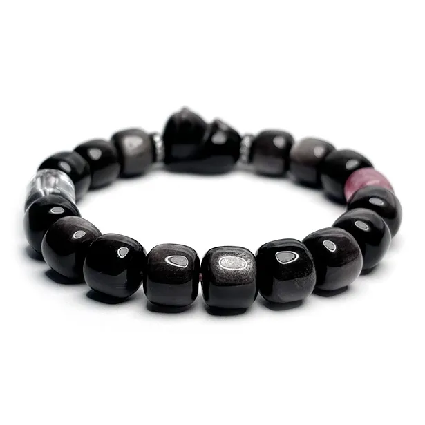 MOUNTAINS AND MANS Obsidian New Chinese Style Good Luck Beaded Bracelet Women's-2