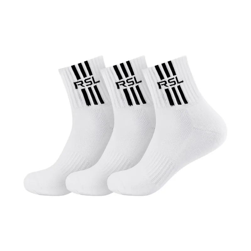 RSL Mid Calf Socks Unisex 1 Pack White-3