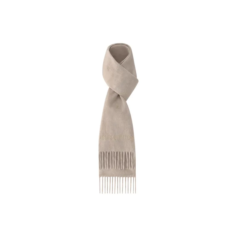LOUIS VUITTON Cashmere Knit Scarves Unisex Taupe-1
