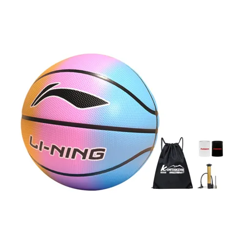 LiNing Rubber Basketball Pink Yellow Blue Size 7 Training Unisex