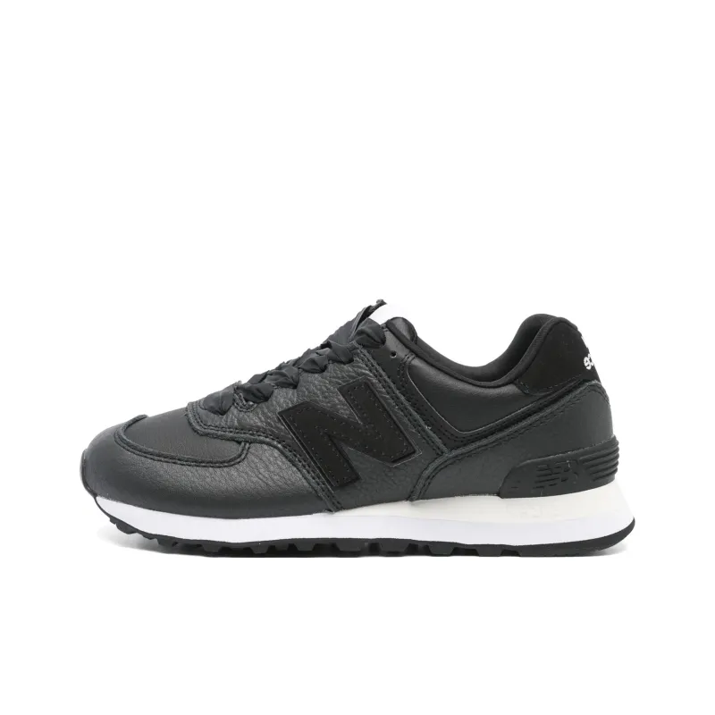 New Balance 574 Black Leather White Women's-0