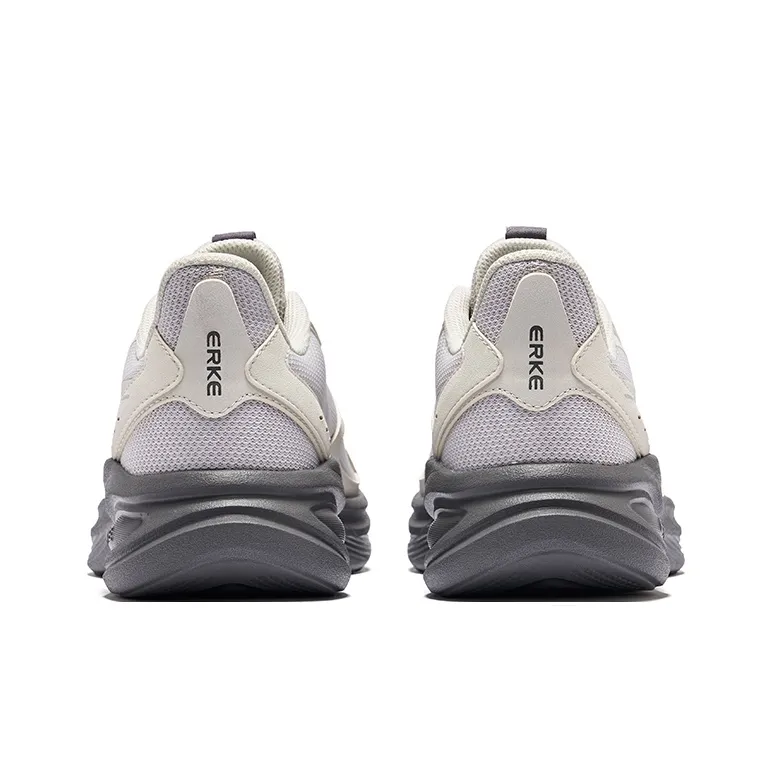 Erke Hunt Slip-Resistant Lightweight Rebound Low-Top Running Shoes Men's Mist Gray Cangye Gray-4