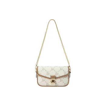 SEM/R Synthetic Leather Small Square Bag Crossbody Bags Medium Size Women's Coffee/Ecru