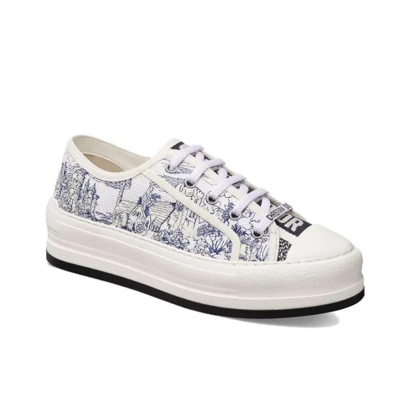 DIOR Walk'n'Dior Platform Shoes Low Top Skateboard Shoes Women's Dark Blue-3