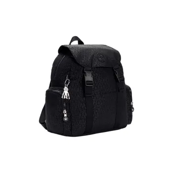 Kipling Polyamide Backpack Regular Unisex Black With Letter K Embossed Print