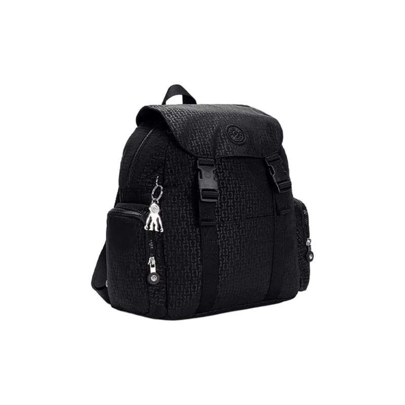 Kipling Polyamide Backpack Regular Unisex Black With Letter K Embossed Print-0