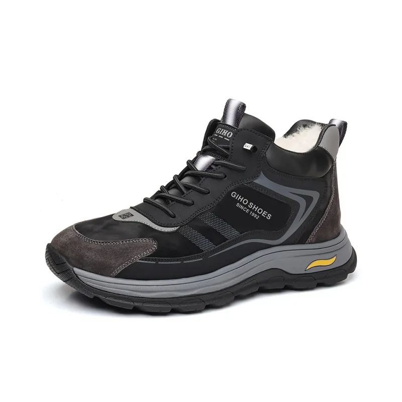 GIHO Insulated Shoe Slip-Resistant Mid-Top Casual Shoes Men's Black-6