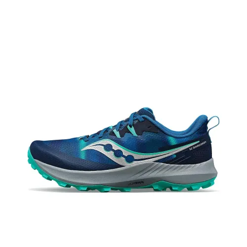 Saucony PEREGRINE 14 Anti-Slip Wear-Resistant Low-Top Running Shoes Men's Blue