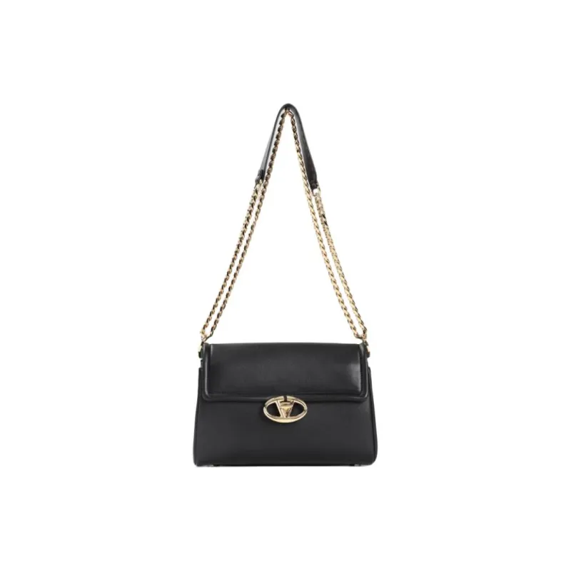 Valentino Leather Shoulder Bag Large Size Women's Black-0