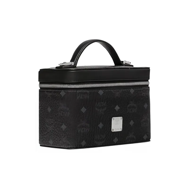 MCM Leather Crossbody Makeup Bag, Box Bag, One Shoulder Handbag Women's Black-1