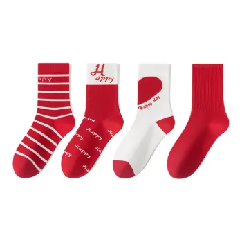 MIIOW Mid Calf Socks Unisex 4 Pack