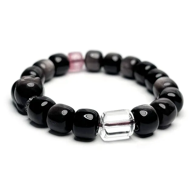 MOUNTAINS AND MANS Obsidian New Chinese Style Good Luck Beaded Bracelet Women's-1