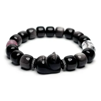 MOUNTAINS AND MANS Obsidian New Chinese Style Good Luck Beaded Bracelet Women's
