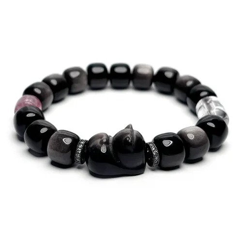 MOUNTAINS AND MANS Obsidian New Chinese Style Good Luck Beaded Bracelet Women's