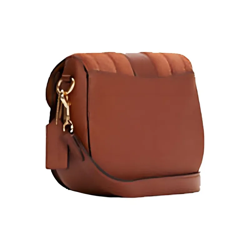 COACH Georgie Suede Leather Dionysus Underarm Saddle Bag Crossbody Bag Small Size Women's Caramel Brown-1