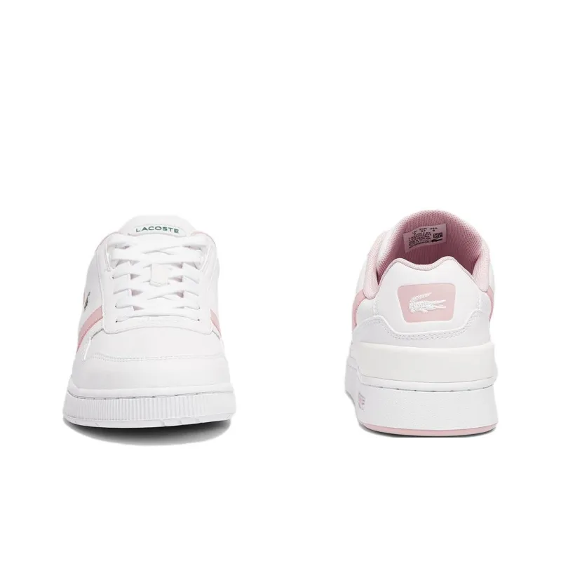 LACOSTE T-clip Wear-Resistant Low-Top Skateboard Shoes Women's White Pink-4