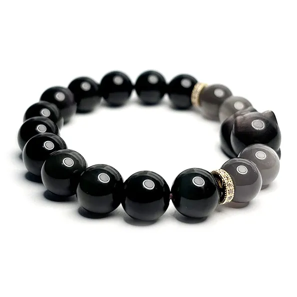 MOUNTAINS AND MANS Obsidian New Chinese Style Good Luck Beaded Bracelet Women's-3
