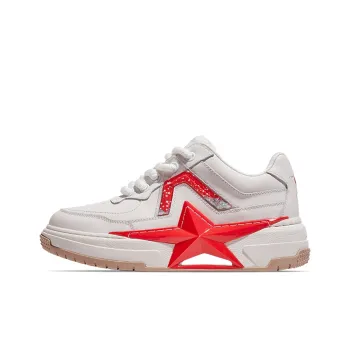 PENTAGONAL HEART Stepping Star Dream Series Skateboard Shoes Unisex Low Top White Red