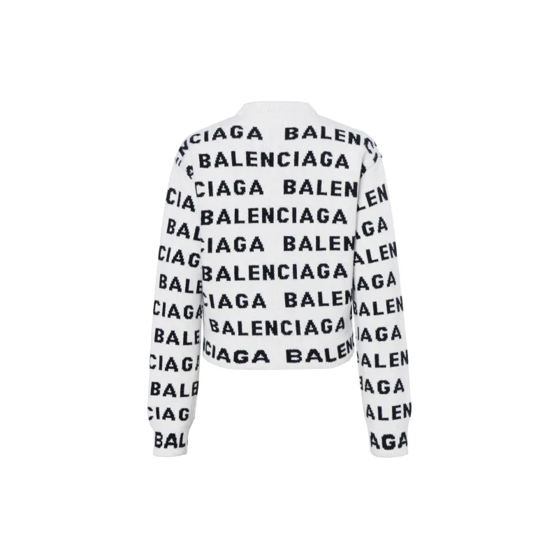 Balenciaga Logo Intarsia Knit Crewneck Jumper-1
