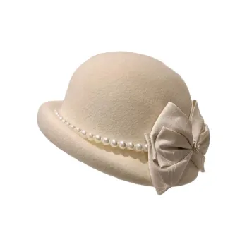 Peach Tea Wool Blend Top Hats Women's